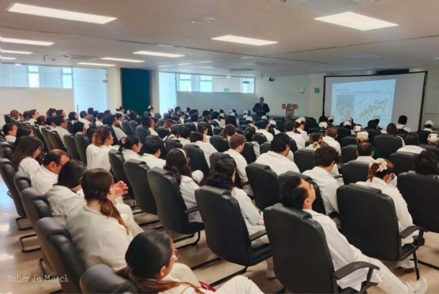 Auditorio con profesionales de la salud durante una conferencia médica.